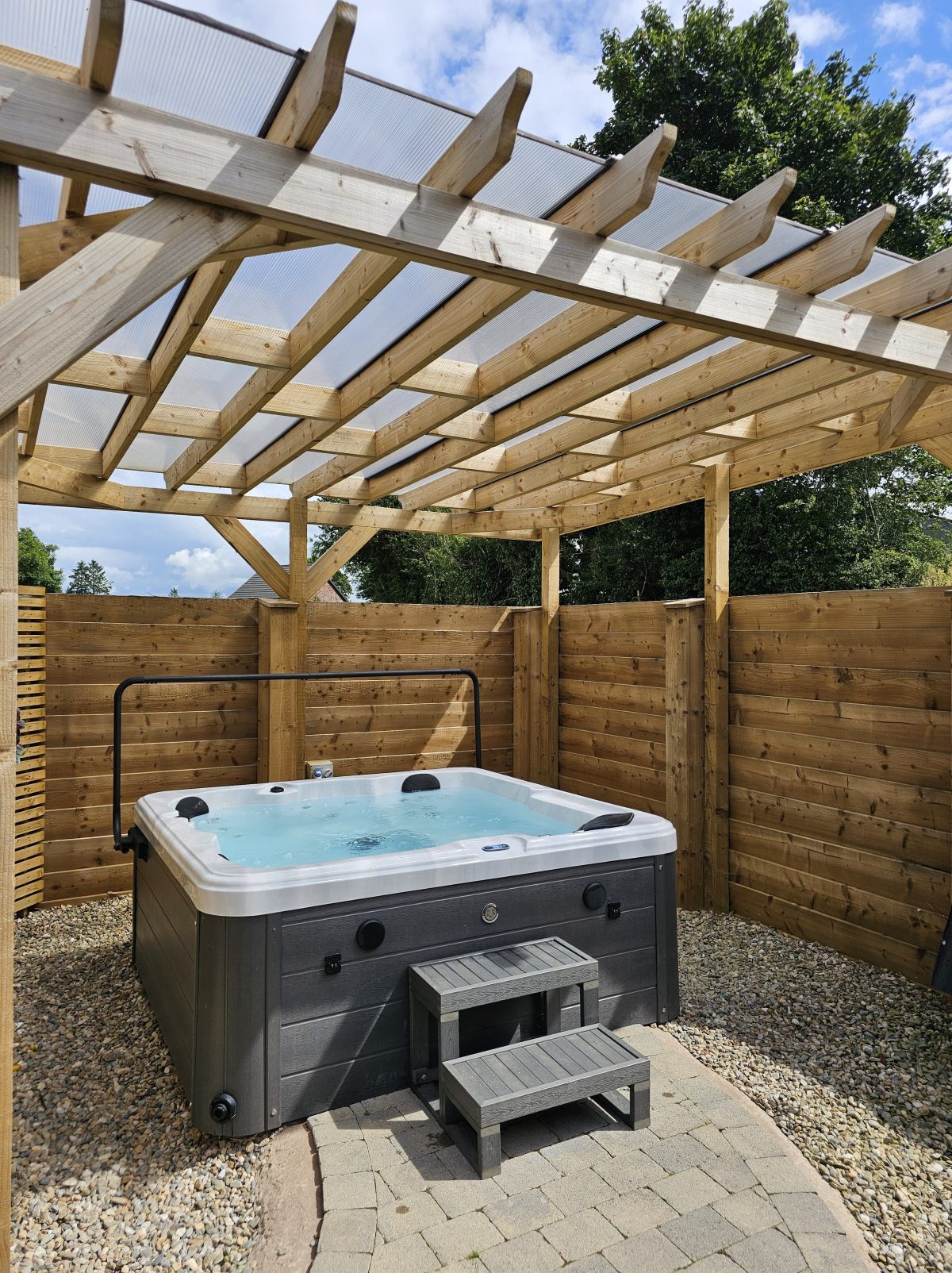 Private hot tub at the Mill Lodges